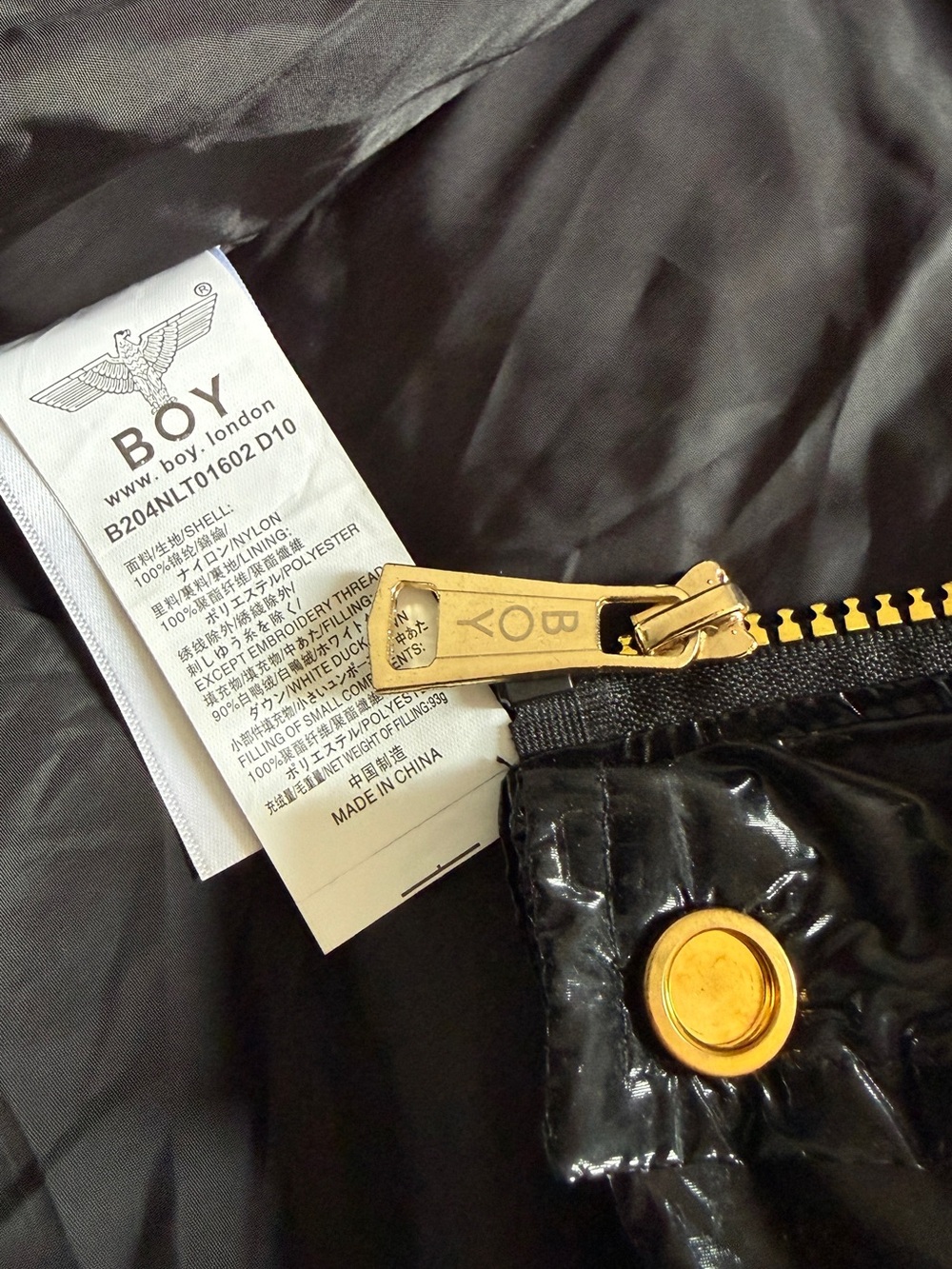 BOY London Black Shiny Puffer Jacket - Picture 6 of 6
